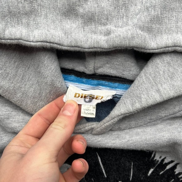 Vintage Diesel Only The Brave Mohawk Graphic Hoodie Mens Large Grey Sweatshirt - Picture 3 of 12